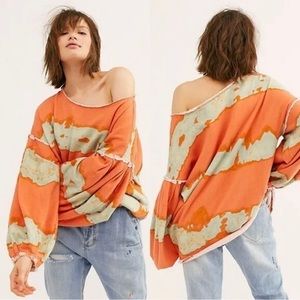 FREE PEOPLE Womens Orange Feels Right Oversized Pullover sweatshirt size XS